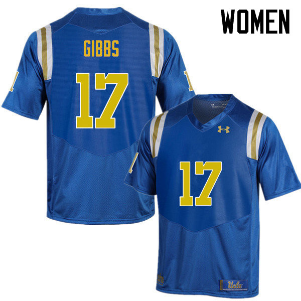 Women #17 Jackson Gibbs UCLA Bruins Under Armour College Football Jerseys Sale-Blue - Click Image to Close